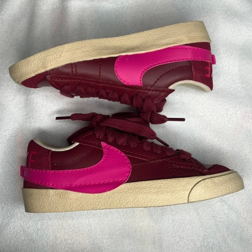 Nike Blazer Low '77 Jumbo Burgundy Hot Pink Leather Sneakers Sz 5 Women's Retro - Picture 3 of 6